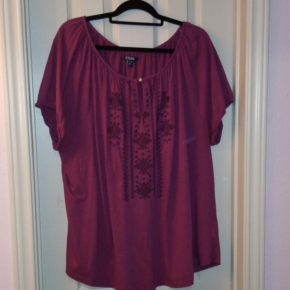 Chaps Peasant T-Shirt Top 3X